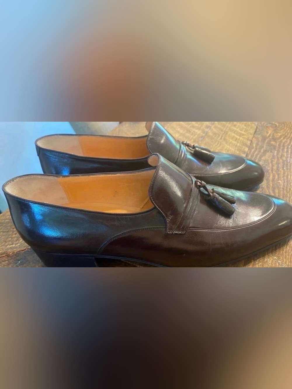 Brand New Men's Leather Tassel Loafers in Dark Brown (Size 9)